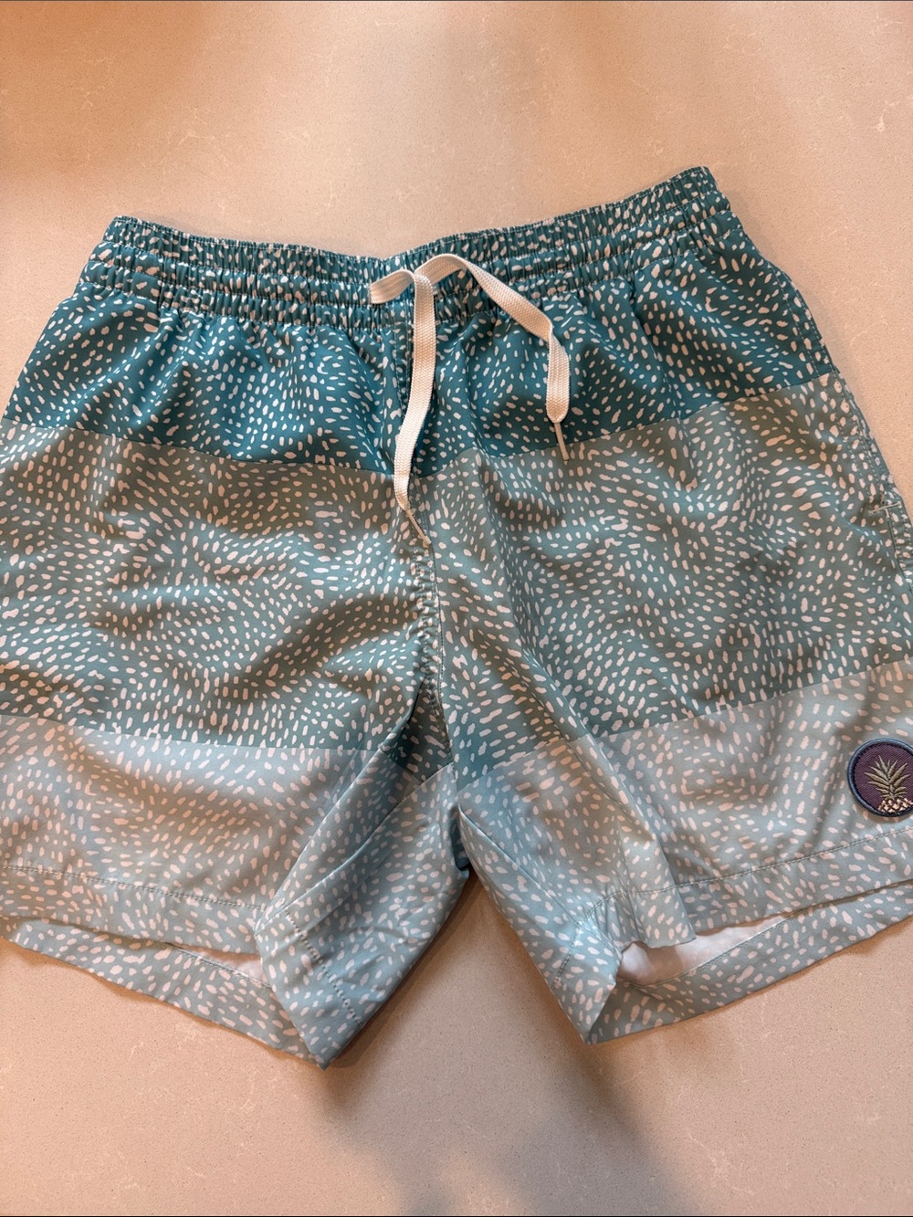 chubbies Teal and White Speckled Men’s Swim Trunks
